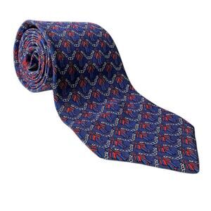 911. Elegant Hermes Navy Blue 100% Silk Tie - Classic Style